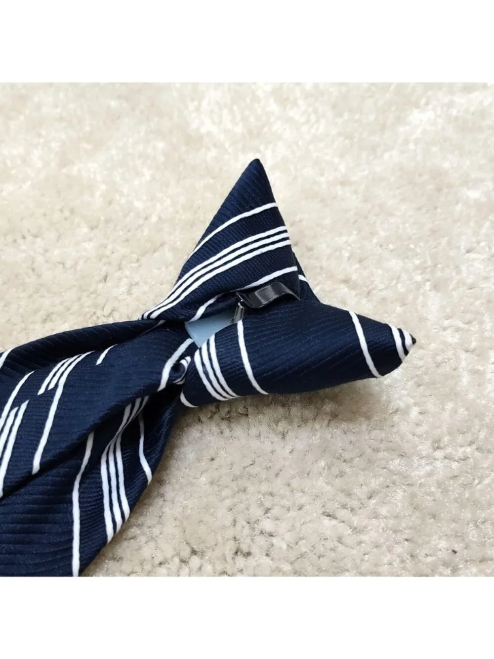Hickok Le-Bils Clip On Necktie Striped Polyester Pre-Tied Mid Century Vintage
